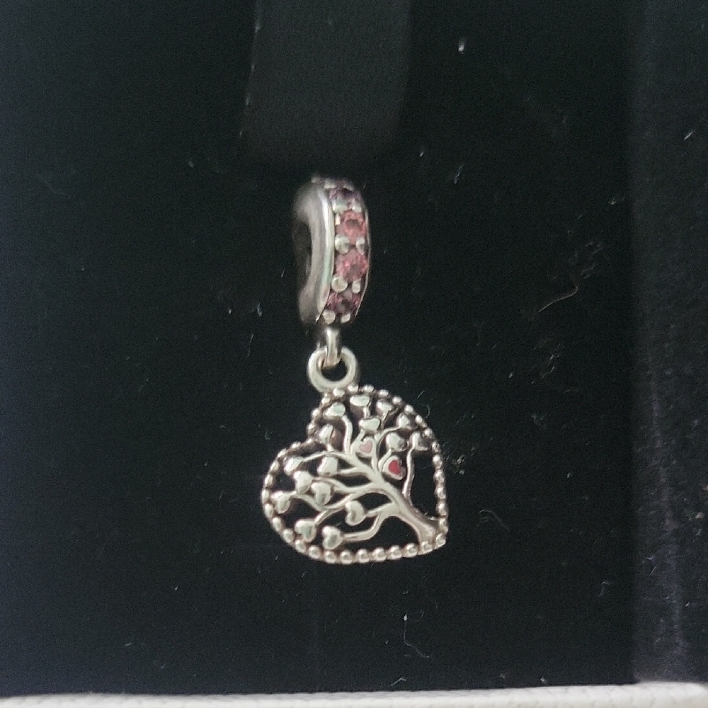 Pandora Heart  Family Tree Charm with Pink Accents